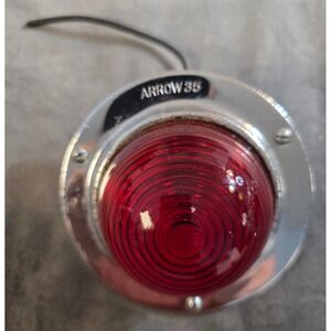 Arrow 35 Vintage Chrome Red glass Lens Truck Trailer RV Round Light Lamp